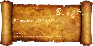 Blander Ádám névjegykártya
